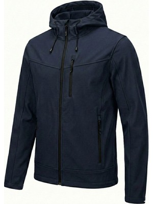 Genius Store Erkek Mont Içi Polarlı Softshell Mont Su ve Rüzgar Geçirmez Kapüşonlu Spor Mont