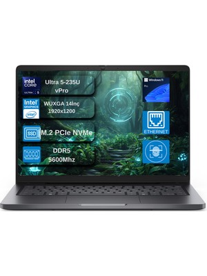 Dell Pro 14 Intel Core Ultra 5 235U 4.9ghz 64GB Ddr5 512GB SSD Windows 11 Pro Intel® Aı Boost 14 Inç IPS Fullhd+ (1920X1200) Taşınabilir Bilgisayar+ Mouse Hediyeli PC14250U5235UBTOEX06