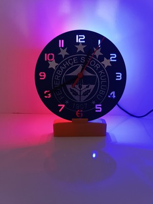 PremiumPort 17 cm Mavi Futbol Taraftar Duvar Saati, Fb Amblemli, Işıklı Tasarım