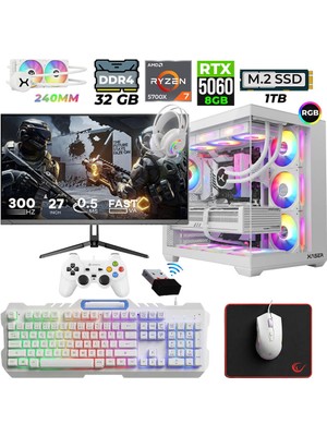 Xaser Rogue X60 Ryzen 7 5700X 32GB Ram 1tb M.2 Nvme SSD 8gb RTX5060 Sıvı Soğutmalı 27" 300Hz Oyuncu Tavsiye Sistem