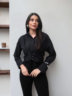 Esra Helvacı Ön Bağlama Detaylı Gömlek