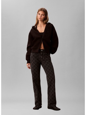 Calvin Klein Jeans Yüksek Bel Düz Paça Straight Siyah Kadın Denim Pantolon Sıgnature 90S Straıght Black Emb