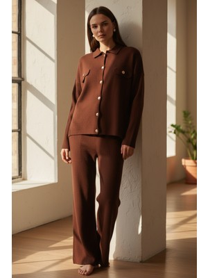 Mandala Tekstil Kadın Şık Basic Alt Üst Triko Takım