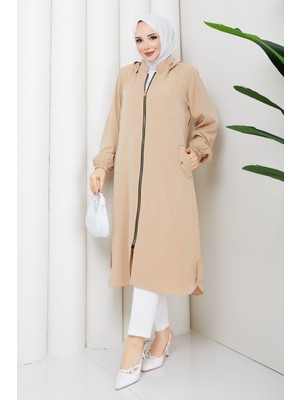 Pamuk Butik Kadın Arkası Tünel Geçişli Cepli Ipek Kupra Kap -PMK511