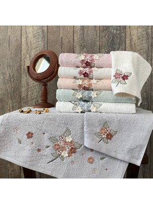 Maribor Collection Melinda - %70 Bambu / %30 Pamuk 3D Nakışlı El Havlusu - 6'lı Set 50X90