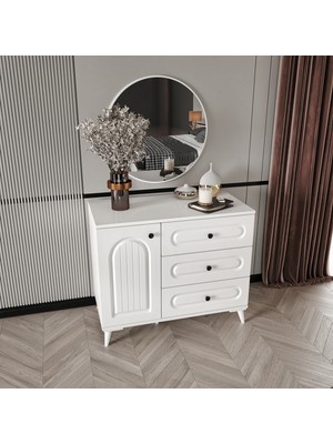 Guneystore Roma Komple Mdf Beyaz Aynalı Şifonyer