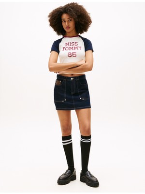 Tommy Jeans Yüksek Bel Lacivert Kadın Denim Etek Mını Skırt EI6050