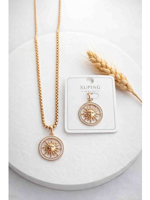 Xuping Jewelry Melekcehobi Takı Xuping Rose Altın Kaplama Halka Güneş Figürlü Kolye Ucu