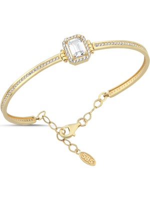 Zümrüt Sarraf 14 Ayar Altın Baget Taşlı Kelepçe Bileklik