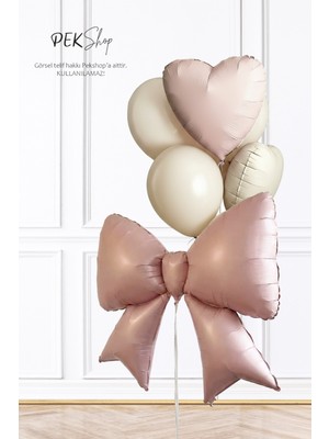 Pekshop Pembe Fiyonk ve Kalp Folyo Balonlar Deniz Kumu Balon Seti SET229