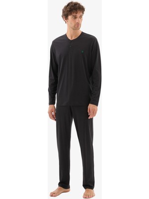 Blackspade Erkek Uzun Kollu Yarım Düğmeli Siyah Pijama Takımı C0T8N704