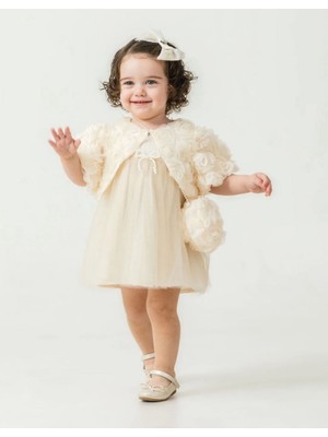 2624SS – Cocosiss Kız Rose Bolero Elbise Takımı | Ekru (9–24 Ay)