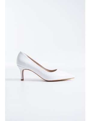 Ruxene Pure 6 cm Kapalı Burun Beyaz Topuklu Gelin Ayakkabısı