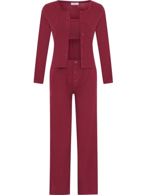 Aquella Betsy Bordo 3 Lü Pijama Takımı