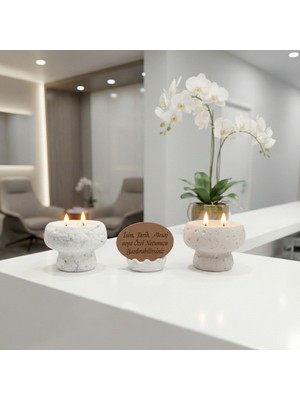 Miaju Minimalist Dekorasyon Fikri, Tarih & Mesaj ve Isim Yazılabilen Tasarım Mum Seti, Özel Hediye