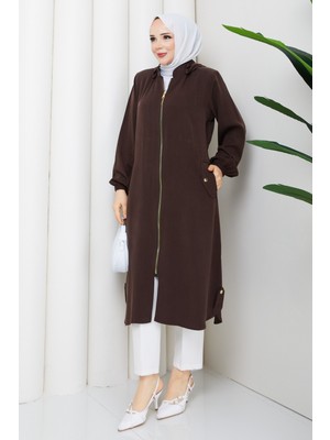 Pamuk Butik Kadın Arkası Tünel Geçişli Cepli Ipek Kupra Kap -PMK511