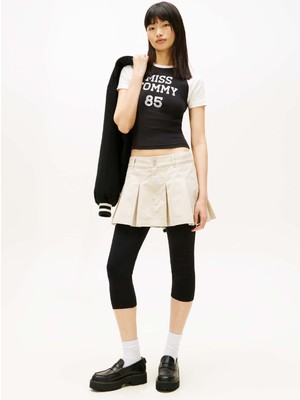 Tommy Jeans Yuvarlak Yaka Baskılı Siyah Kadın T-Shirt Tjw Slım Sh Mıss Tommy Ss Tee