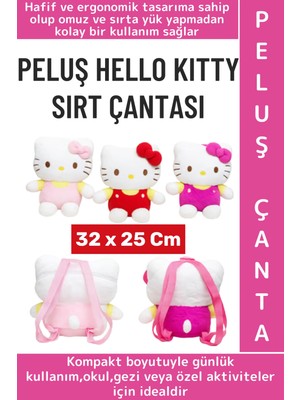 Wintoup Yeni Sezon Çocuk Genç Kadın Gündelik Okul Sevimli Hello Kitty Yumuşak Peluş Sırt Çantası 32 x 25 cm