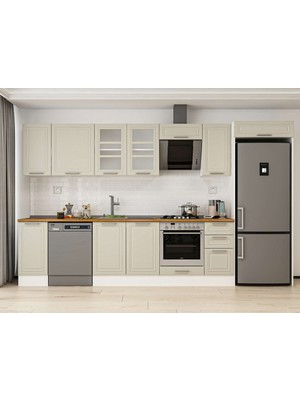 Alvinka 360X222 cm Klasik Mebran Mutfak Dolabı  MB-E80S40S40-3 Kumtaşı - Suntalam