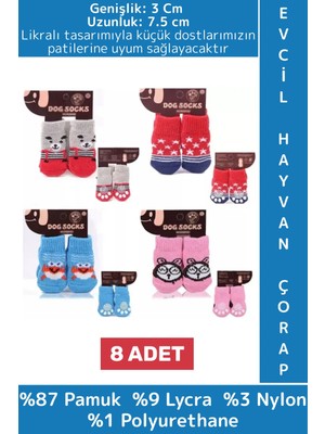 Wintoup Evcil Hayvan Küçük Irk Kedi Köpek Likralı Kaydırmaz Sıcak Tutan Sevimli Örme Çorap 3 x 7.5 cm 8 Adet