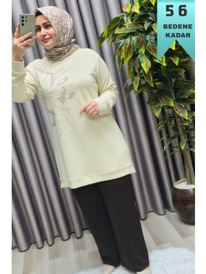 Elmas Tesettür Kadın Giyim Büyük Beden Bol Paça Çimalı Cepli Astarlı Nergiz Pantolon