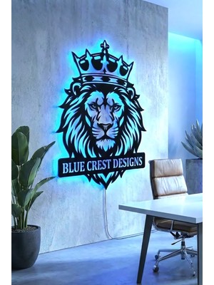 PremiumPort Kral Aslan Temalı Kişiye Özel Rgb LED Işıklı Metal Duvar Tablosu