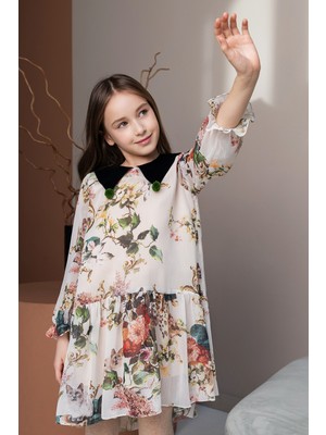 SheShe Kadife Yakalı Elbise