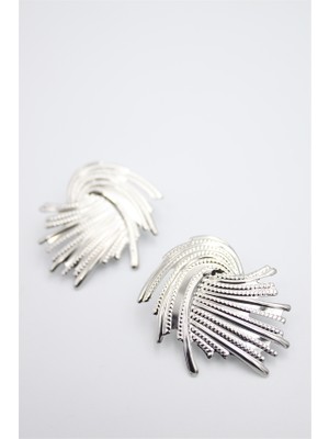 Royaleks Metal Yaprak Küpe - Gümüş