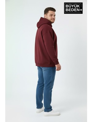 Superlife Erkek Büyük Beden Kapşonlu A Baskılı  Ince Swatshırt SPR26BSW957-12