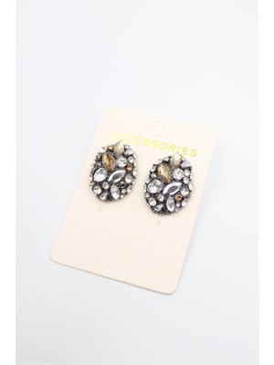 Royaleks Taşlı Küpe - Siyah