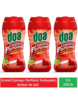 Doa Granül Çamaşır Parfümü & Çamaşır Yumuşatıcı Amber ve Gül 3 x 210 gr