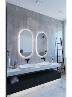 PremiumPort 90X60CM Elips LED Banyo ve Salon Duvar Aynası, Şık Dekorasyon Parçası