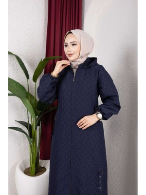 Pamuk Butik Kadın Fermuar Kapamalı Tam Boy Kapitone Mont -PMK509