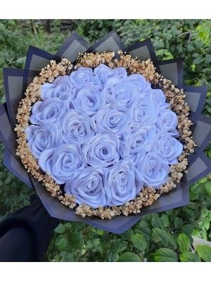 PremiumPort 20 Li LED Işıklı Beyaz Gül Buketi, Siyah Kenar Süslemeli, Şık Dekorasyon