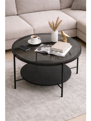 İntergo Cana Cam Orta Sehpa | Füme Cam-Siyah Mdf