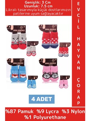 Wintoup Evcil Hayvan Küçük Irk Kedi Köpek Likralı Kaydırmaz Sıcak Tutan Sevimli Örme Çorap 3 x 7.5 cm 4 Adet