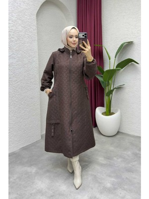Pamuk Butik Kadın Yandan Cepli Çıkarılabilir Kapüşonlu Kapitone Mont -PMK510