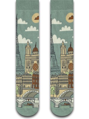 Neşeli Çoraplar Paris Renkli Unisex Çorap