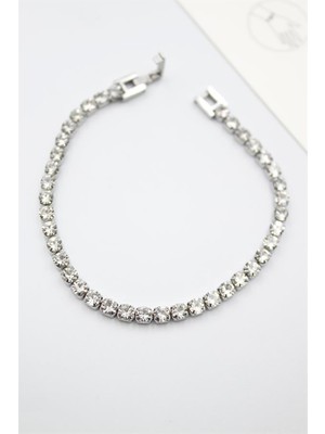 Royaleks Taşlı Su Yolu Çelik Bileklik - Gümüş