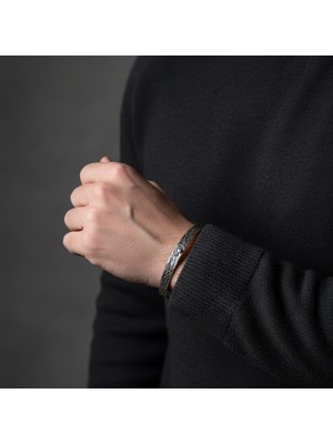 Sevil Gülgün Atelier Organik Doku Tasarımlı Gümüş Erkek Kadın Bileklik - 925 Ayar El Işçiliği