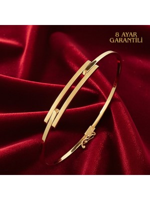 Ay Mücevher 8 Ayar Altın Kaburga Kelepçe Bilezik | Şık & Zarif Tasarım, Kutulu & Garanti Belgeli
