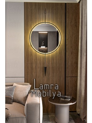 PremiumPort Kablosuz Led'li Siyah Modern Dekoratif Duvar Aynası, Şık ve Zarif Tasarım