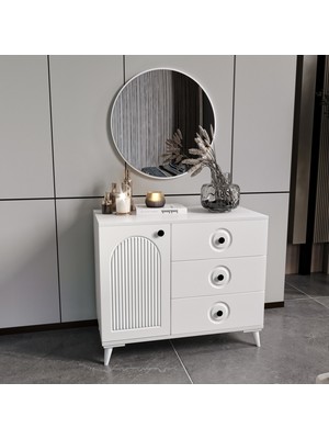 Guneystore Oslo Komple Mdf Beyaz Aynalı Şifonyer
