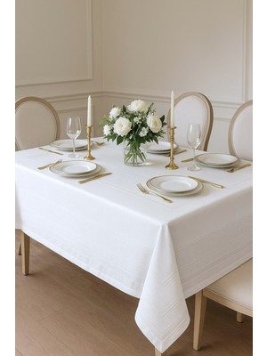 Zeria Home Dertsiz Su Geçirmez Jakarlı Polyester Yemek Masa Örtüsü