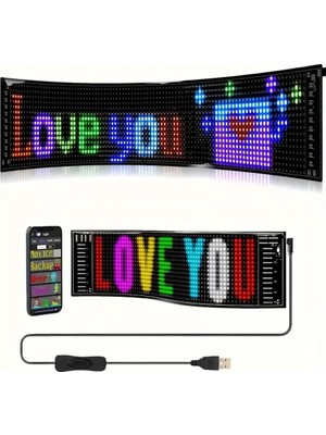 İnwelt Matrix LED Ekran, Esnek, ,12X59cm Telefon Kontrollü, Cama Yapışan, Araba, Kamyon, Dükkan, Şeytan GÖZLER Kayan Yazı