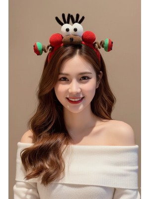 Büyük Gözlü Uzaylı Peluş Taç - Yaylı ve Hareketli Kırmızı Yeşil Parti Aksesuarı - Eğlenceli Saç Tacı