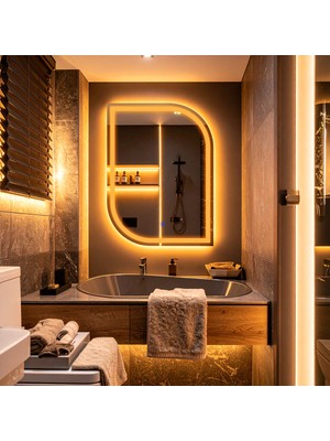 PremiumPort Amber Led'li Kumlamalı Dokunmatik Banyo ve Lavabo Aynası