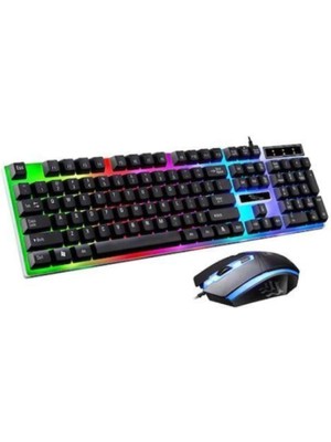 PremiumPort Işıklı Oyuncu Klavye ve Mouse Set, 7 Renkli LED Işıklar