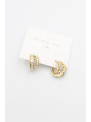 Royaleks Baget Taşlı Küpe - Altın