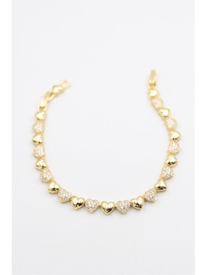 Royaleks Kalp Taşlı Vip Bileklik - Altın
